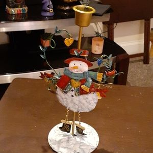 CHRISTMAS SNOWMAN CANDLE STICK